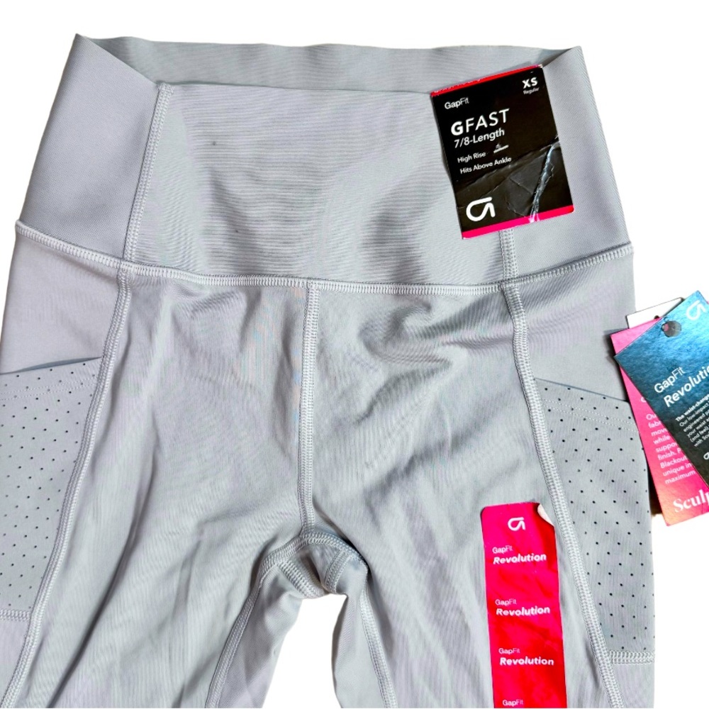 New Tags NWT Gap Gapfit Revolution high rise gray 7/8 leggings women’s size XS